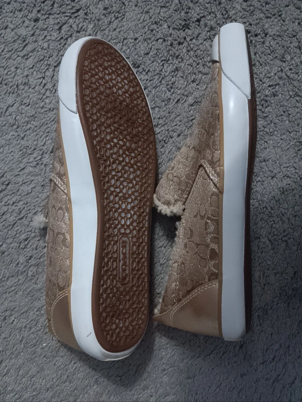 Authentic Coach Signature Faux Fur Lining Slip-on Sneakers